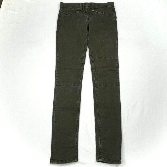 Rag & Bone Ridley Moto Wax Skinny Dark Olive Jean - Picture 2 of 12